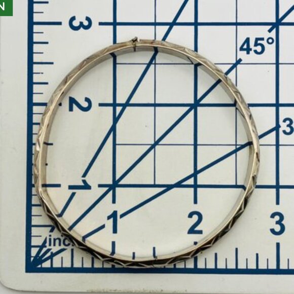 HAN Sterling Silver Etched Hinged Bangle Bracelet - Picture 4 of 5